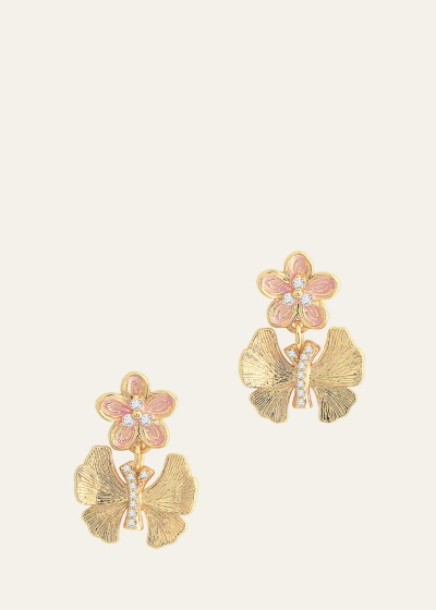 Anabel Aram Jewelry Cubic Zirconia Butterfly And Flower Earrings In Gold