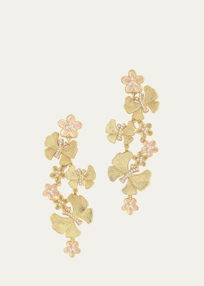 Anabel Aram Jewelry Cubic Zirconia Butterfly And Flower Statement Earrings In Gold