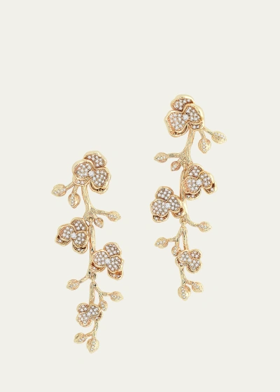 Anabel Aram Jewelry Cubic Zirconia Orchid Dangle Earrings In Gold
