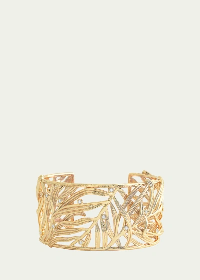 Anabel Aram Jewelry Cubic Zirconia Palm Leaves Cuff Bracelet In Gold
