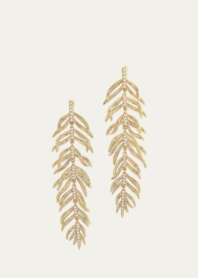 Anabel Aram Jewelry Cubic Zirconia Palm Leaves Earrings In Gold