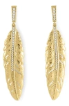 Anabel Aram Jewelry Feather Drop Earrings In Gold