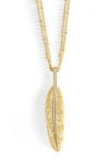 Anabel Aram Jewelry Feather Layered Pendant Necklace In Gold