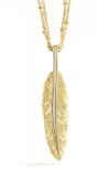 Anabel Aram Jewelry Feather Layered Pendant Necklace In Gold