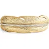 Anabel Aram Jewelry Feather Narrow Cuff Bracelet In Gold