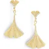Anabel Aram Jewelry Ginkgo Leaf Large Drop Earrings In Gold