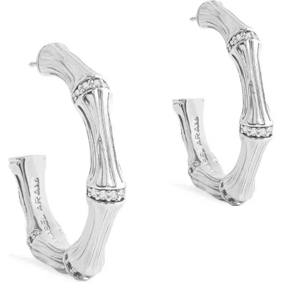 Anabel Aram Jewelry Medium Bamboo Hoop Earrings In Silver
