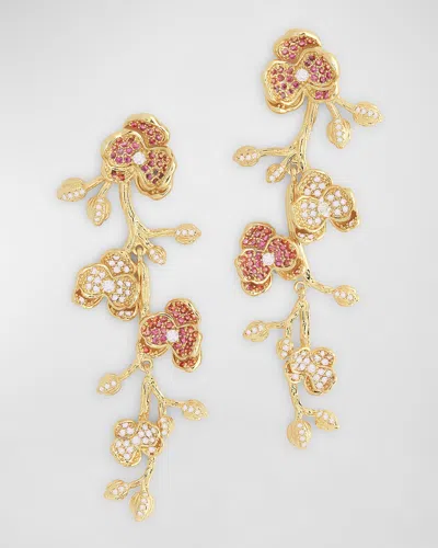Anabel Aram Jewelry Orchid Pave Dangle Earrings In Gold