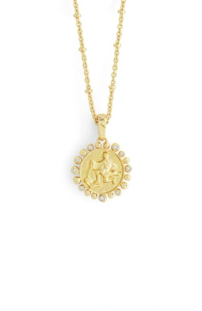 Anabel Aram Jewelry Zodiac Cubic Zirconia Pendant Necklace In Gold