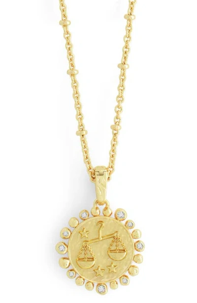Anabel Aram Jewelry Zodiac Cubic Zirconia Pendant Necklace In Gold