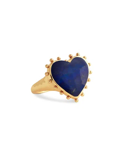 Anabel Aram Lapis Lazuli Heart Ring In Gold