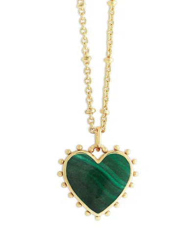 Anabel Aram Malachite Heart Pendant Necklace, 19