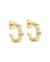 Anabel Aram Pave Bamboo Huggie Hoop Earrings In 18k Gold Plated