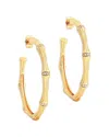 Anabel Aram Pave Bamboo Large Hoop Earrings In 18k Gold Plated