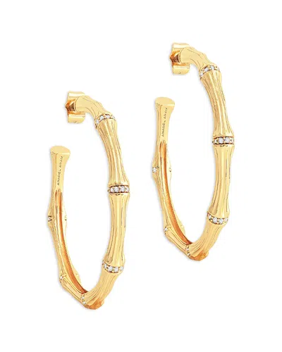 Anabel Aram Pave Bamboo Large Hoop Earrings In 18k Gold Plated
