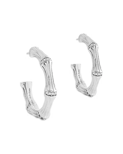 Anabel Aram Pave Bamboo Medium Hoop Earrings In 18k Gold Plated