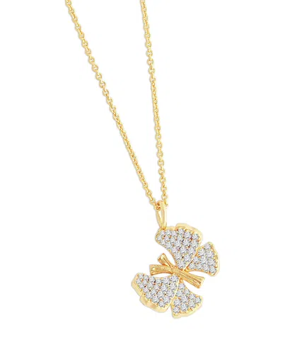 Anabel Aram Pave Butterfly Pendant Necklace In 18k Gold Plated, 16-17