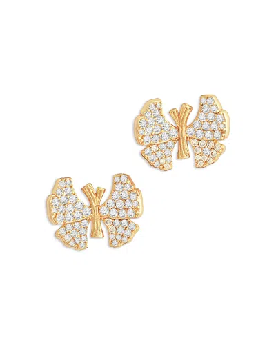 Anabel Aram Pave Butterfly Stud Earrings In 18k Gold Plated