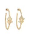 Anabel Aram Pave Ginkgo Leaves Hoop Earrings