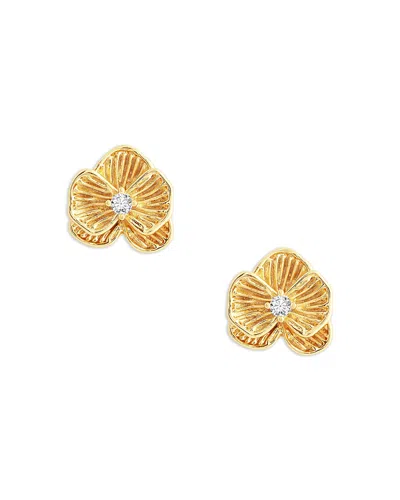 Anabel Aram Pave Orchid Stud Earrings