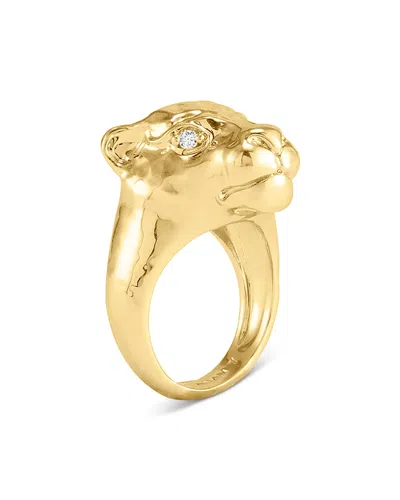 Anabel Aram Safari Pave Lioness Cocktail Ring In Gold