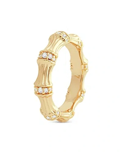 Anabel Aram Sculpted Bamboo Ring In 18k Gold Plated