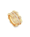 ANABEL ARAM SCULPTED BAMBOO STACK RING IN 18K GOLD PLATED