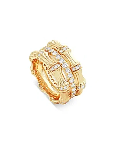 Anabel Aram Sculpted Bamboo Stack Ring In 18k Gold Plated