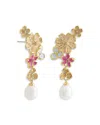 Anabel Aram Wildflower Cultured Pearl Drop Earrings In White/gold