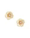Anabel Aram Wildflower Enamel Stud Earrings In Cream/gold