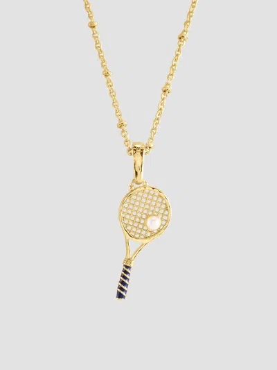 Anabel Aram Women's 18k-gold-plated, Pearl & Enamel Tennis Racket Charm