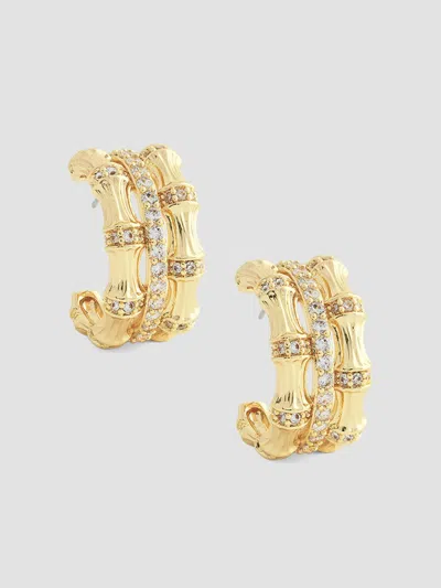 Anabel Aram Women's Bamboo 18k-gold-plated & Cubic Zirconia Hoop Earrings