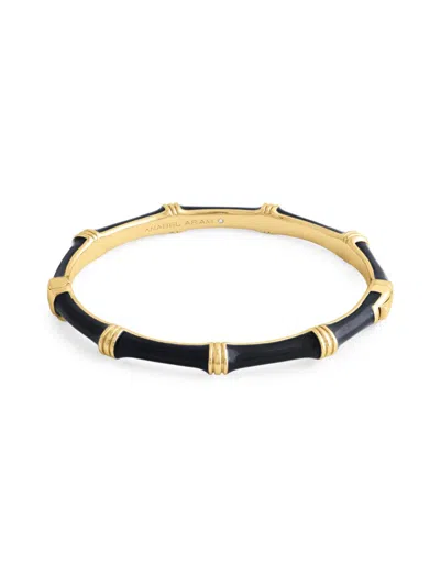Anabel Aram Women's Bamboo 18k-gold-plated & Enamel Hinged Bangle In Black