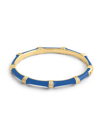 Anabel Aram Women's Bamboo 18k-gold-plated & Enamel Hinged Bangle In Blue