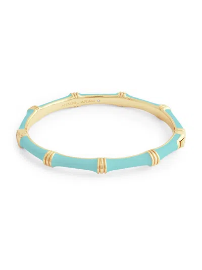 Anabel Aram Women's Bamboo 18k-gold-plated & Enamel Hinged Bangle In Blue