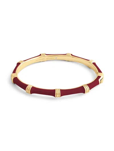 Anabel Aram Women's Bamboo 18k-gold-plated & Enamel Hinged Bangle In Burgundy
