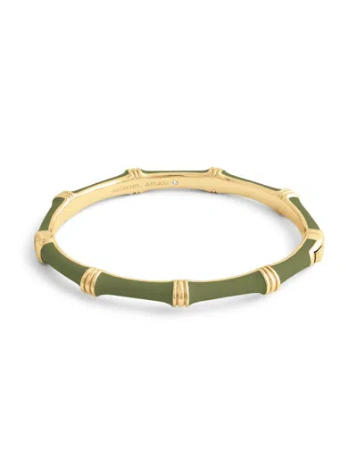 Anabel Aram Women's Bamboo 18k-gold-plated & Enamel Hinged Bangle In Green
