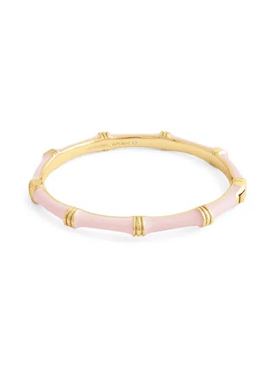 Anabel Aram Women's Bamboo 18k-gold-plated & Enamel Hinged Bangle In Pink
