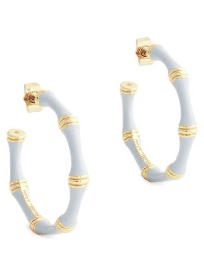 Anabel Aram Enamel Bamboo Shaped Hoop Earrings In Blue