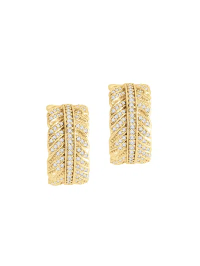 Anabel Aram Women's Feather 18k Gold-plated & Cubic Zirconia Hoop Earrings