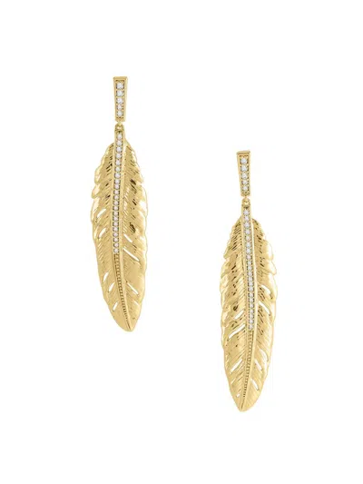 Anabel Aram Women's Feather 18k-gold-plated & Crystal Drop Earrings