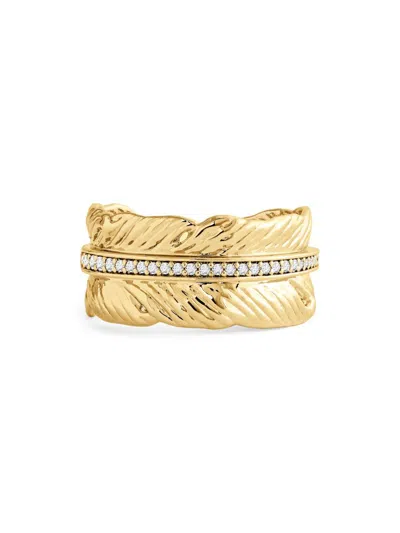 Anabel Aram Women's Feather 18k-gold-plated & Crystal Ring