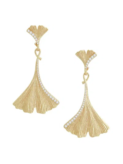 Anabel Aram Women's Ginkgo 18k-gold-plated & Cubic Zirconia Drop Earrings In Burgundy
