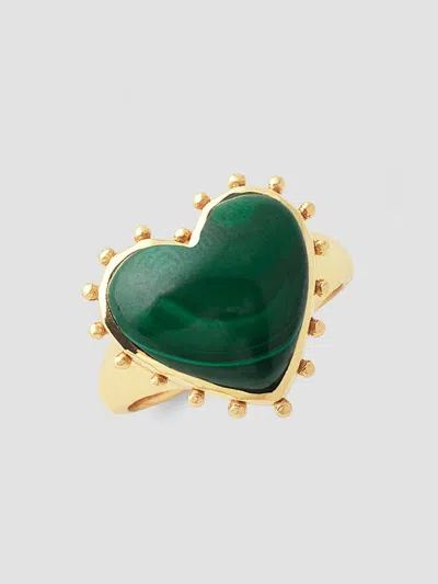 Anabel Aram Women's Heart 18k-gold-plated & Gemstone Ring In Green