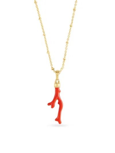 Anabel Aram Women's Milos 18k-gold-plated & Enamel Coral Charm In Orange