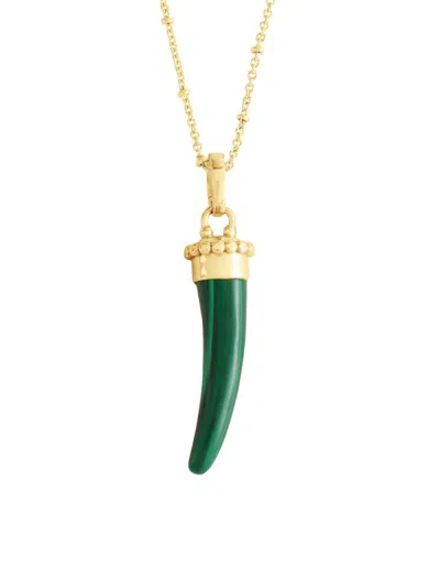 Anabel Aram Women's Milos 18k-gold-plated & Gemstone Pendant Necklace In Green