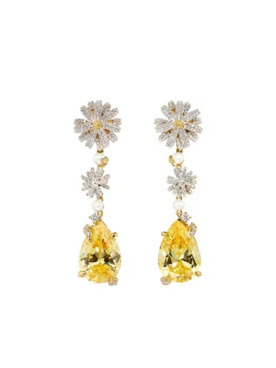 Anabela Chan 14k Gold Daisy White Diamond And Freshwater Pearl Earrings