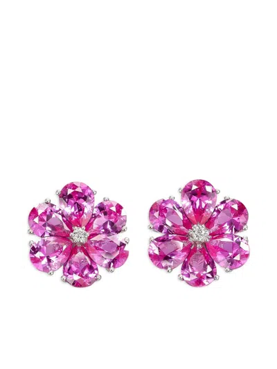 Anabela Chan 14k Gold Marguerite Daisy Multi-stone Earrings In Pink