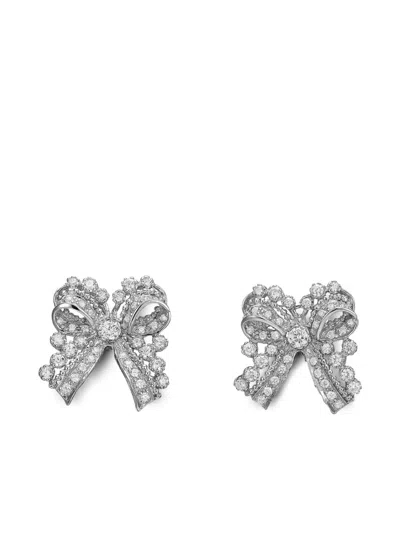 Anabela Chan 14k White Gold And Rhodium Vermeil Dentelle Bow Diamond Earrings