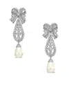 Anabela Chan 14k White Gold And Rhodium Vermeil Dentelle Bow Pearl And Diamond Earrings In White